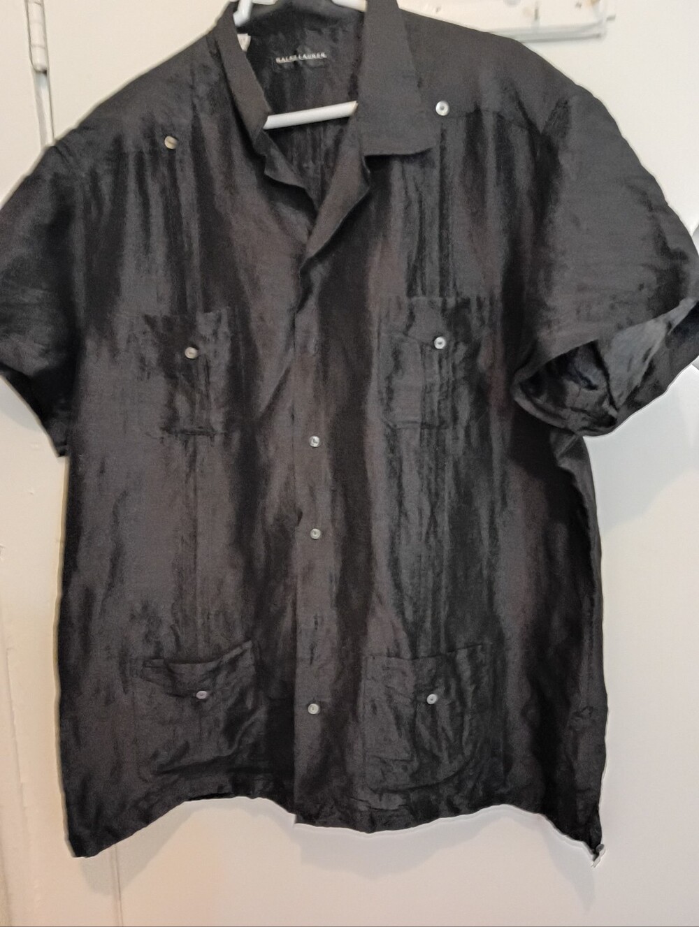 Polo Ralph Lauren Black Label Luxury Silk Linen guayabera Men's XL(EU XXL) Italy